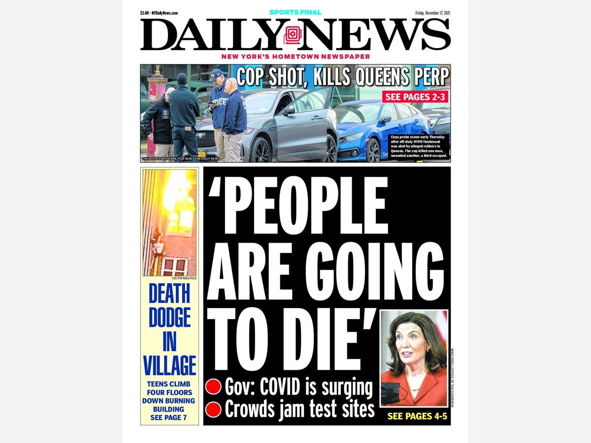 TODAY’S DAILY NEWS FRONT PAGE: People Are Going To Die